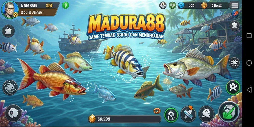 Tampilan seru dari gameplay Tembak Ikan MADURA88 yang memikat.
