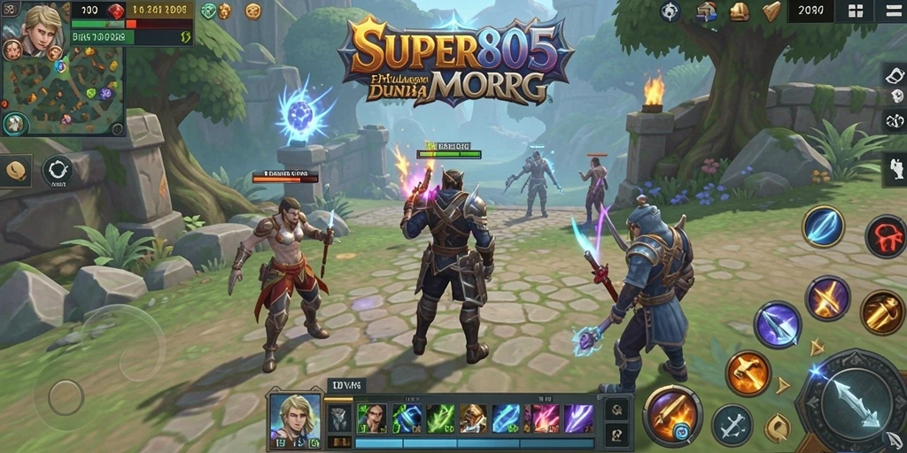 Screenshot SUPER805 menampilkan aksi pertarungan menarik dalam dunia MMORPG.