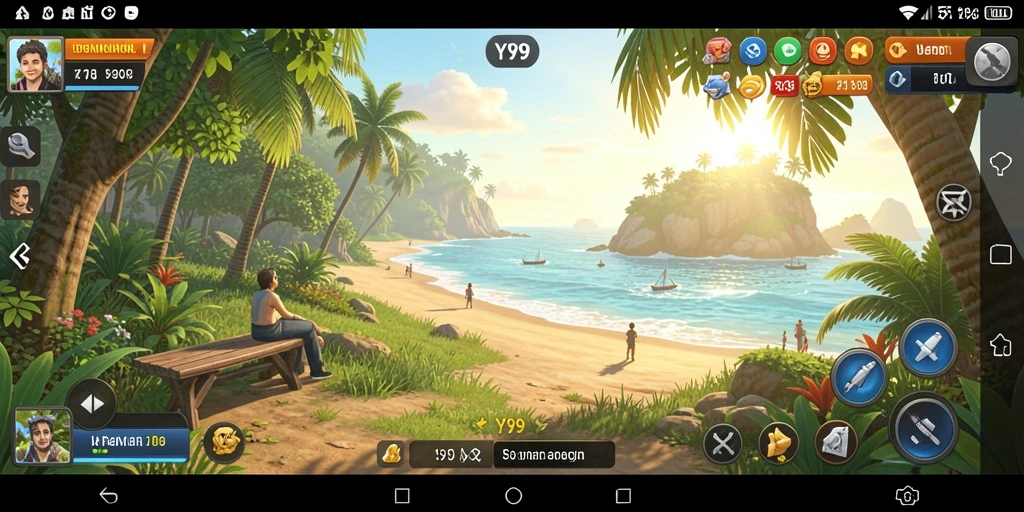 Screenshot Y89 menampilkan gameplay santai yang ceria.